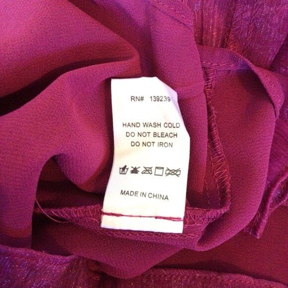 Shimmer Chiffon Top Womens Size XS Magenta Puff Long Sleeve Sheer Blouse Do+Be - Picture 11 of 11